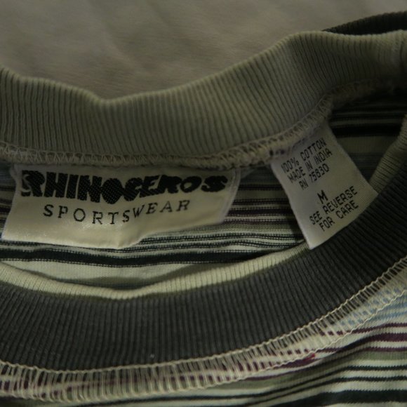 VTG Rhinoceros Sportswear Striped T-Shirt Multi - Picture 3 of 9